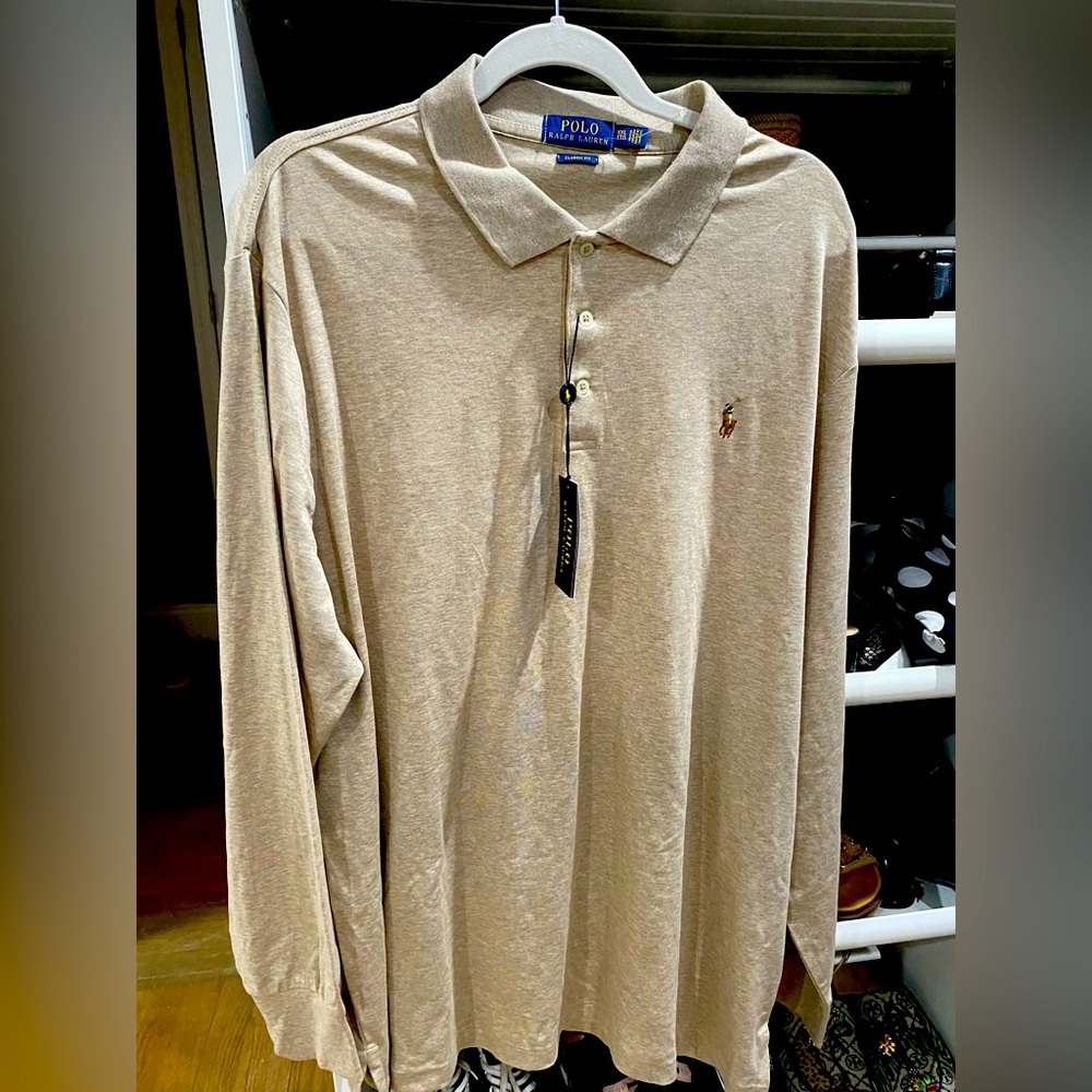 Long sleeve polo shirt with collar